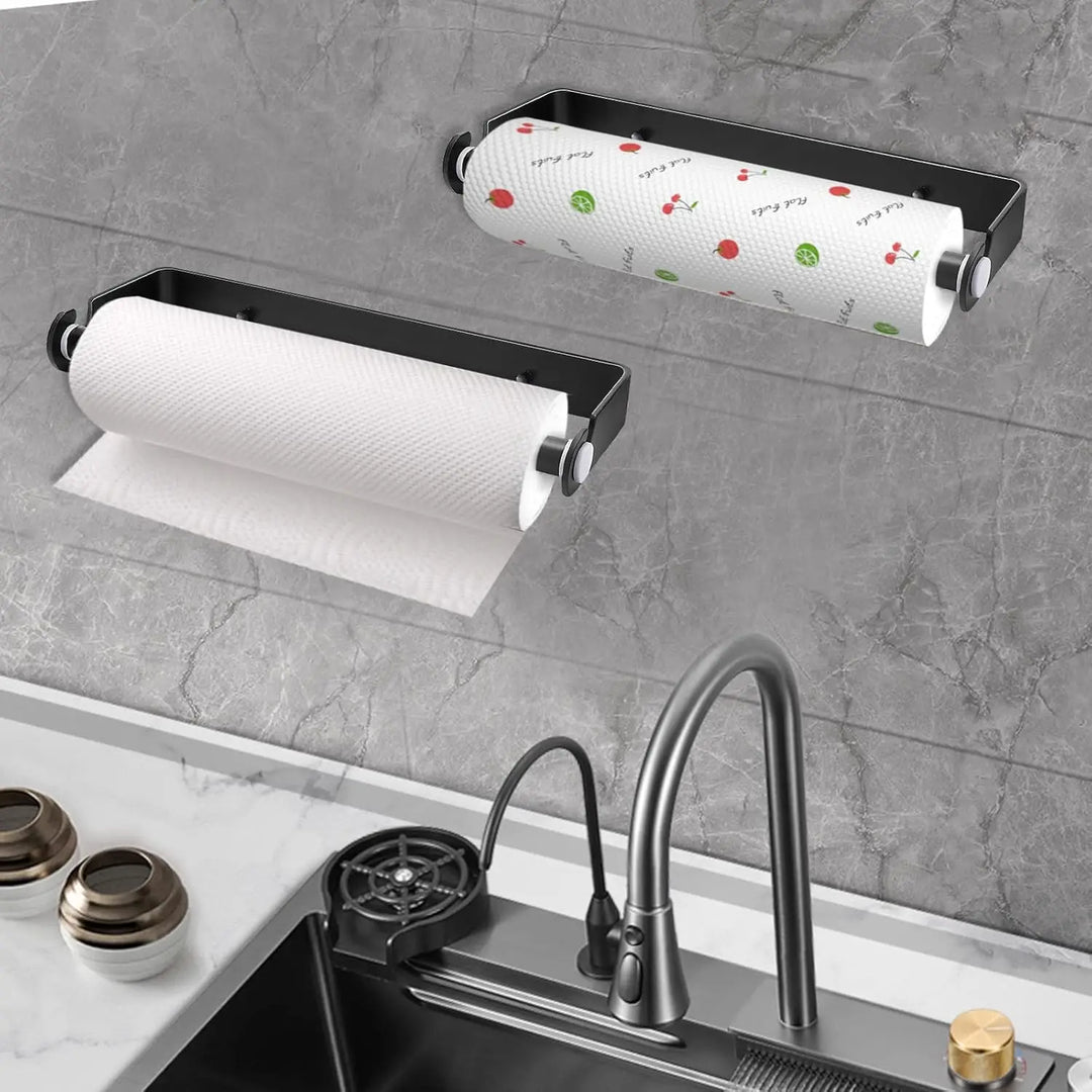 Organiva DuoRoll Support de rouleau de cuisine mural | Avec compartiment pour film | Gain de place & Pratique | Cuisine & Salle de bain