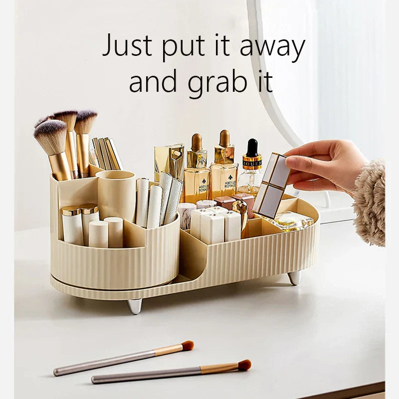 Clearlyn SpinBox Organisateur de maquillage rotatif en plastique | Boîte à cosmétiques avec compartiments | Rotation à 360° & gain de place | Aspect acrylique