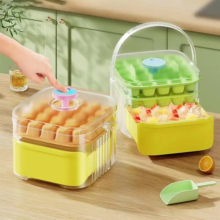 Moule à glaçons Frostina | 50 glaçons à la fois | Boîte de rangement à double couche | Compatible alimentaire & Réutilisable