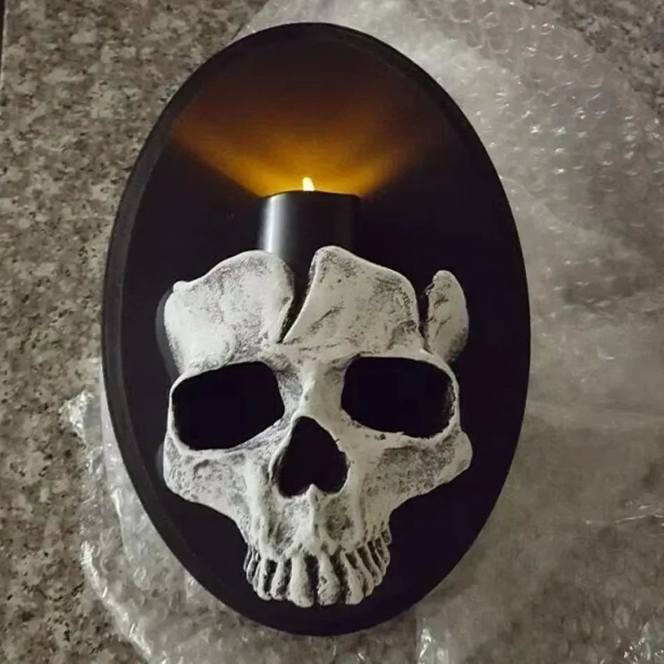 Bougeoir mural SkullTorch | Design crâne | Décor gothique et Halloween