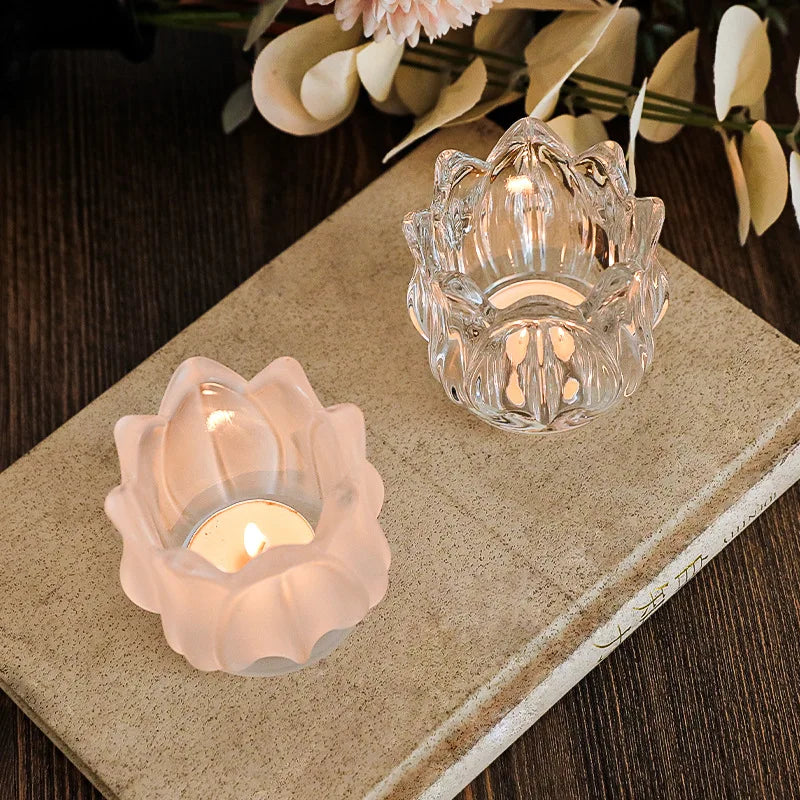 Bougeoir Tulivienne | Verre Vintage | Style Rétro Romantique | Transparent