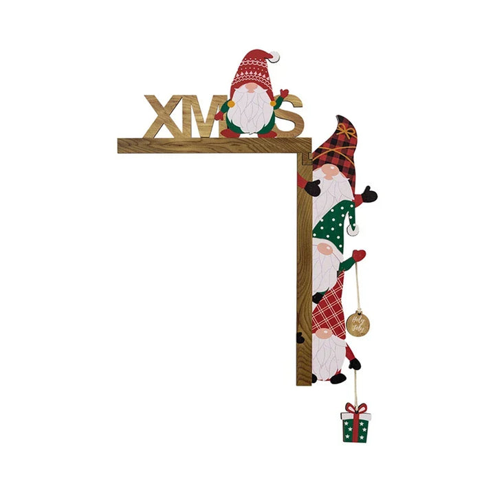 Coin de Noël Décoration SantaCorner | Décoration en Bois pour Portes & Murs | Motif de Noël Amusant avec Lutins & Père Noël | Plaque en Bois 3D