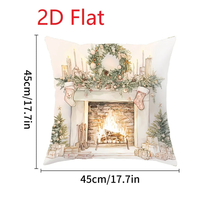 Nordzauber | Housse de coussin de Noël | Blanc avec motif « Happy 2026 » | 45 × 45 cm | Décoration festive pour canapé, lit & voiture