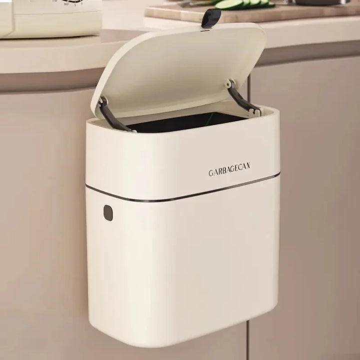 Poubelle suspendue CleanFold SquareBin | Avec couvercle rabattable et grande capacité | Pour salle de bain, cuisine et WC | 25,5 × 15 × 28,3 cm