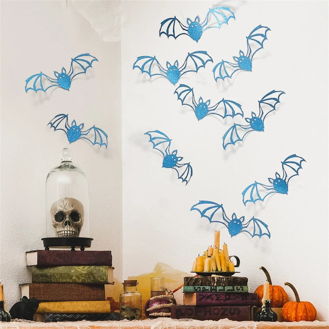 Autocollant mural Halloween BatCave | Décoration de chauve-souris 3D | 12 pièces | Amovible et réutilisable