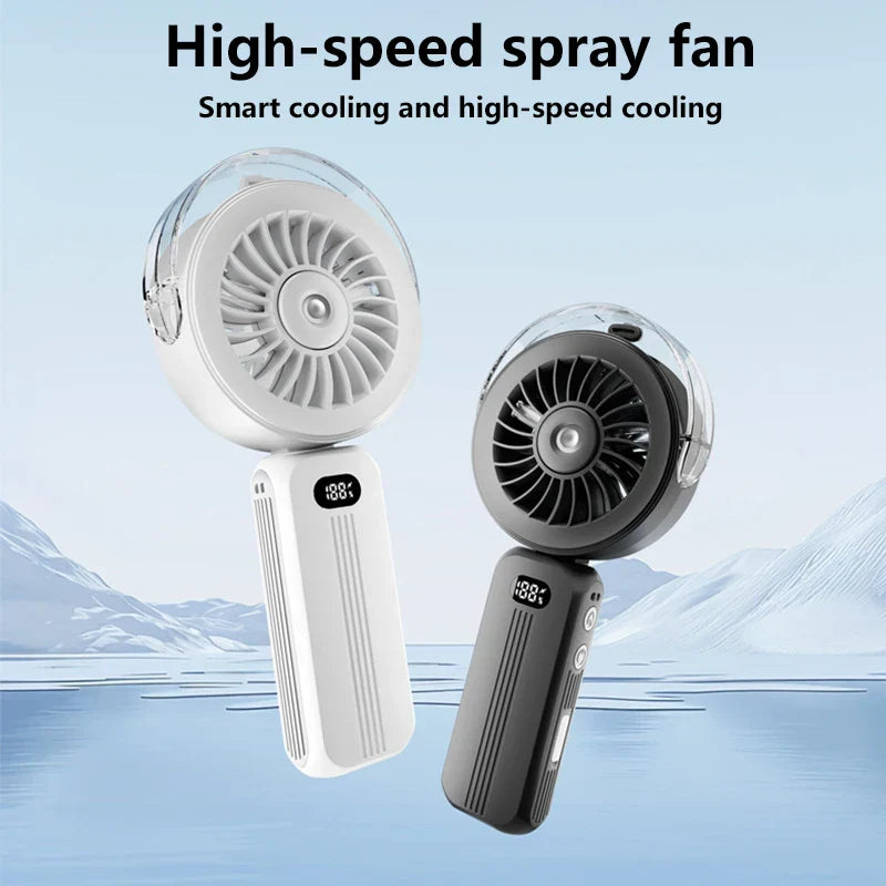Mini-Ventilateur Breezora Pro | Pliable & Portable | Avec Fonction Spray & Chargement USB | Pour Main, Bureau & Collier