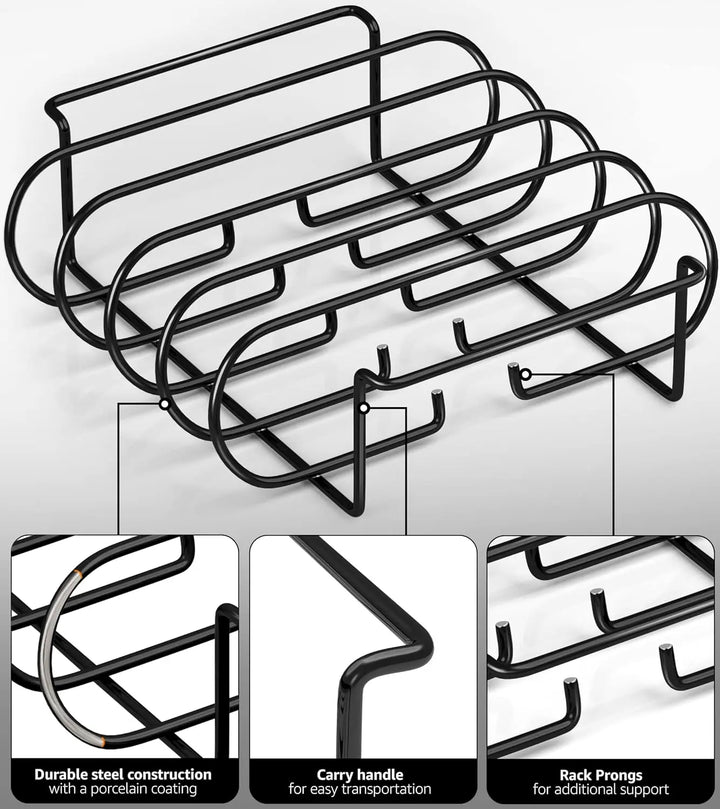 Support à côtes GrillMeister Pro | Pour 4 racks | Antiadhésif | Pour barbecue à gaz et four
