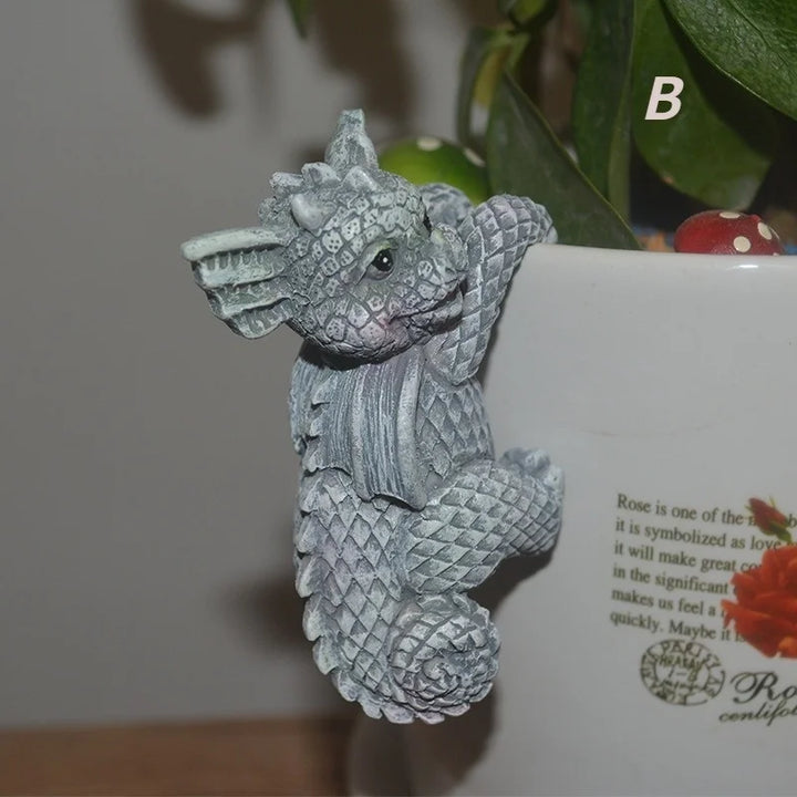 Figurines de dragons suspendues | Décor en résine résistant aux intempéries | Pour pots de fleurs et à la maison