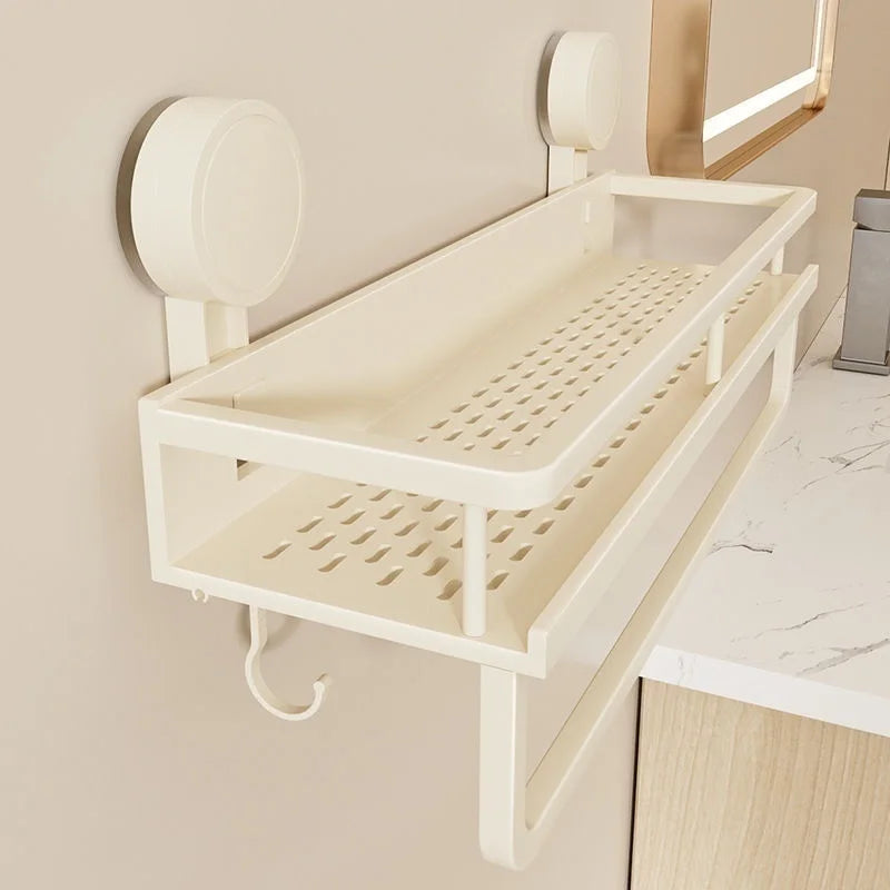 Étagère murale avec ventouse | Pas de perçage nécessaire | Aluminium & ABS | Salle de bain & Cuisine