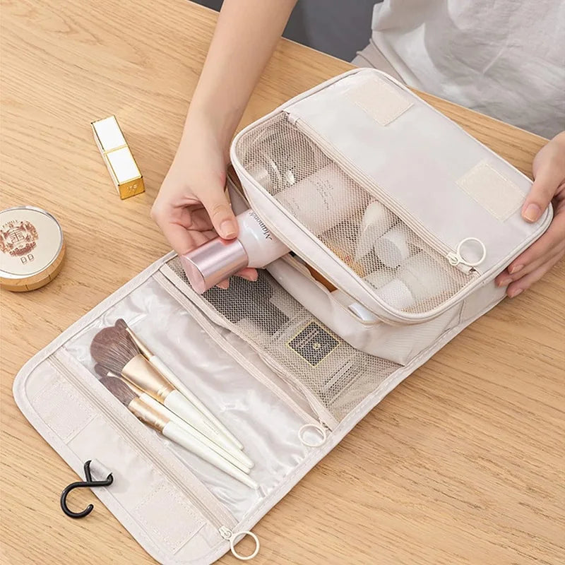 Trousse de toilette de voyage suspendue | 6 compartiments & compartiment pour articles humides | Compacte & polyvalente | Polyester déperlant