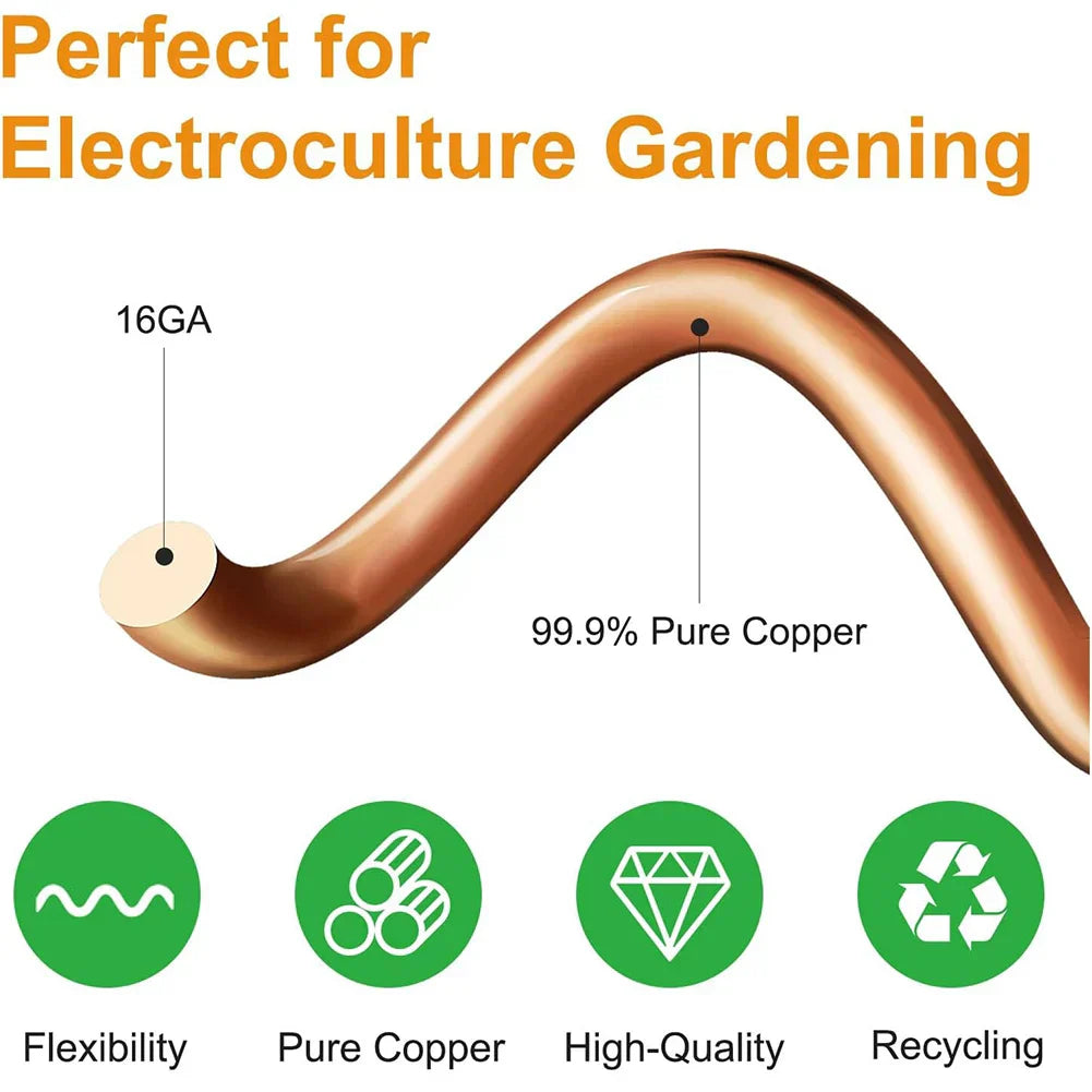 VerdoraFlux Électroculture Antennes de Plantes | Tiges de Croissance en Cuivre pour Jardins & Plantes en Pot | Promotion de la Croissance des Plantes sans Engrais