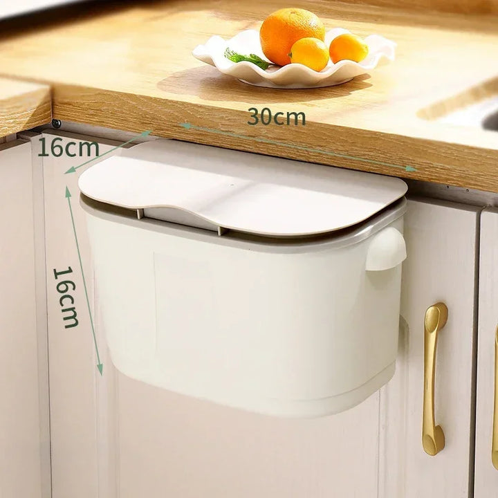 Poubelle murale Cleanvero | Avec couvercle | Suspendue et gain de place | Pour cuisine et salle de bain | Grand volume