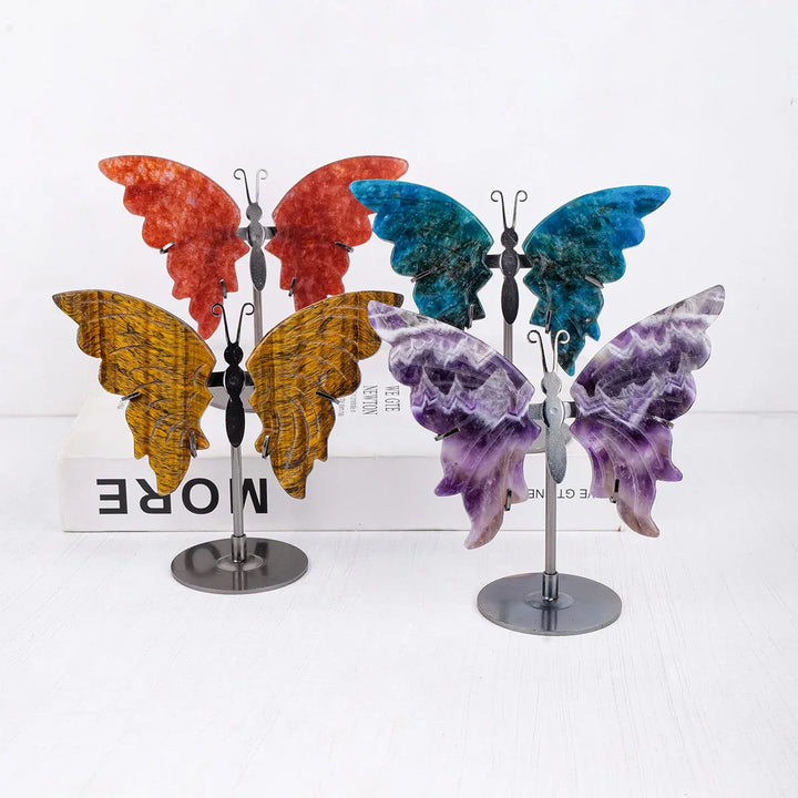 Papillon en cristal Amethera | Sculpté à la main en pierre naturelle | Ailes en améthyste | Décoration & cadeau