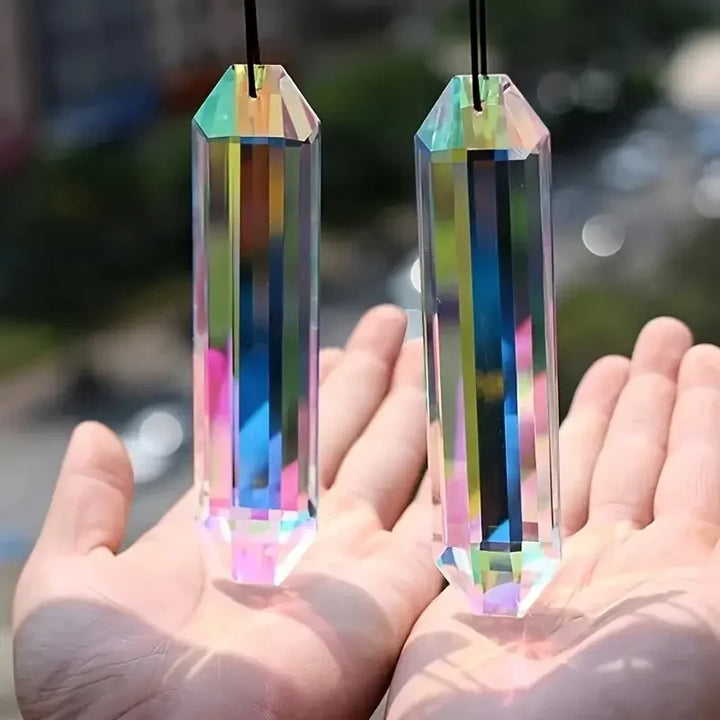 Ensemble de pendentifs en cristal Lichtara | 2 pièces de prisme arc-en-ciel pour fenêtres et jardin | Décoration pour la maison et l'extérieur