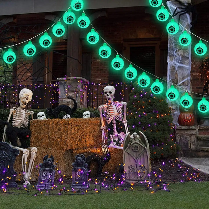 Guirlande LED Halloween CreepyEyes | 20 LED Globes Oculaires | Pour Maison, Jardin & Fête