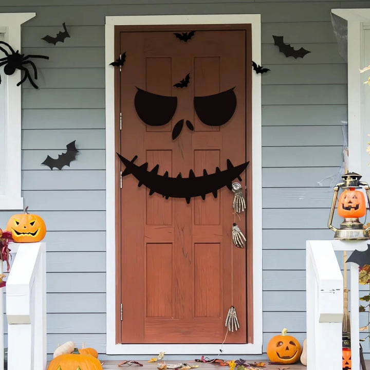 Halloween-Deko SpookyStick | Autocollants en feutre pour portes, fenêtres et murs | Citrouille, fantôme, chapeau de sorcière & main de squelette