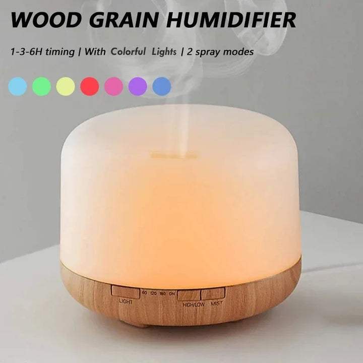 Diffuseur d'arôme Mini Aromora | 500 ml | Aspect bois | Ultrason & veilleuse LED | Fonctionnement USB