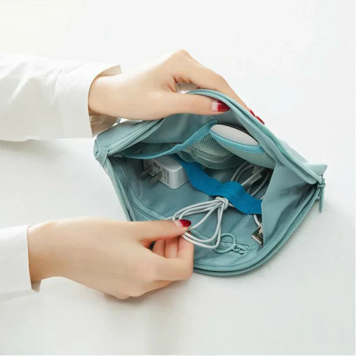 TechTasche Sac de câbles étanche | Organiseur électronique pour voyages | Compact & Robuste | Nylon 23x15cm