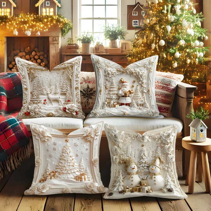 Nordzauber | Housse de coussin de Noël | Blanc avec motif « Happy 2026 » | 45 × 45 cm | Décoration festive pour canapé, lit & voiture