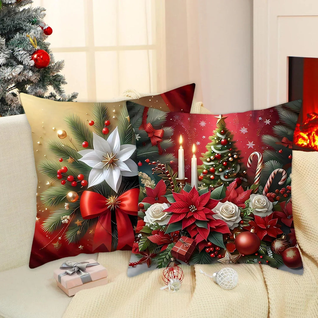 Housse de coussin de Noël Lunavia | Impression 2D | Design Père Noël | 45×45 cm | Décoration de Noël festive & idée cadeau