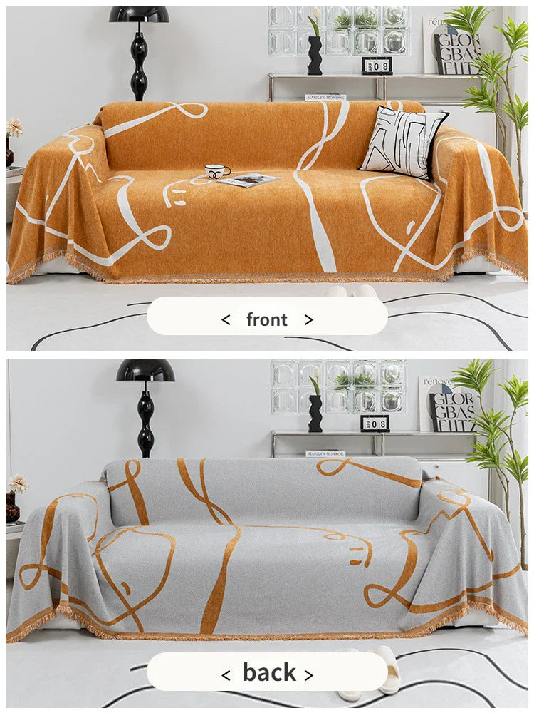 Velvyn | Housse de canapé en chenille | Housse complète de canapé et couverture en noir | Anti-poussière, doux et polyvalent | Lavable et facile d'entretien