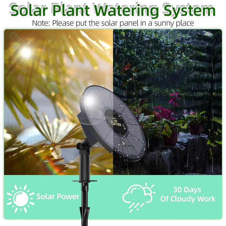 Système d'irrigation solaire AquaSolaris Automatique | Irrigation goutte à goutte avec minuterie et batterie | Pour balcon, jardin et pots de fleurs | Jusqu'à 15 plantes