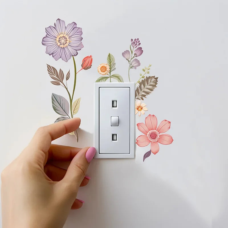 Autocollant mural Decoflora SwitchBloom | Autocollant floral en PVC pour interrupteurs | Amovible, étanche & autocollant | Pour le salon, la salle de bain & la chambre