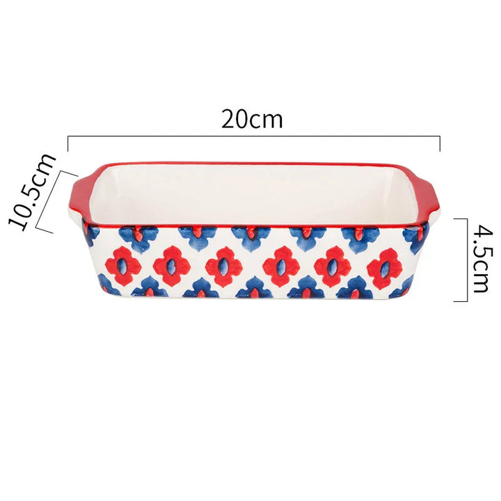 Plat à gratin Floreno | Plat en céramique | Rectangulaire | Motif floral | Pour four, micro-ondes et lave-vaisselle
