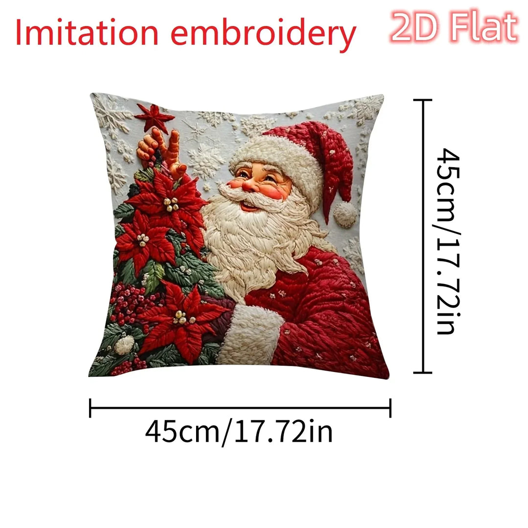 Housse de coussin de Noël Lunavia | Impression 2D | Design Père Noël | 45×45 cm | Décoration de Noël festive & idée cadeau