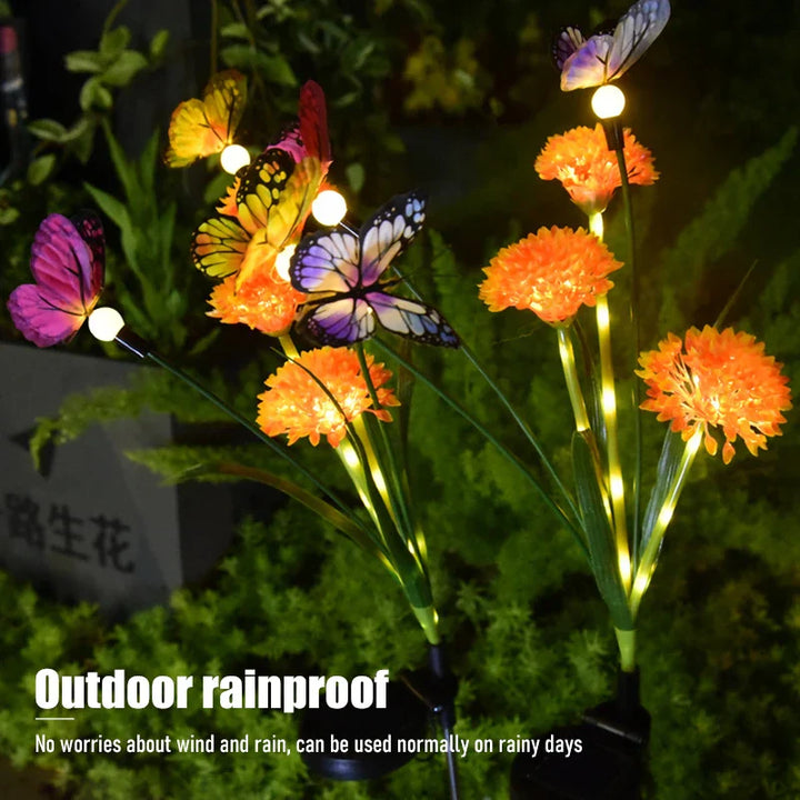 Lampes de jardin solaires PapillonGlow | 6 têtes de fleurs en forme de papillon | Contrôle intelligent de la lumière | Lampes solaires décoratives pour espaces extérieurs