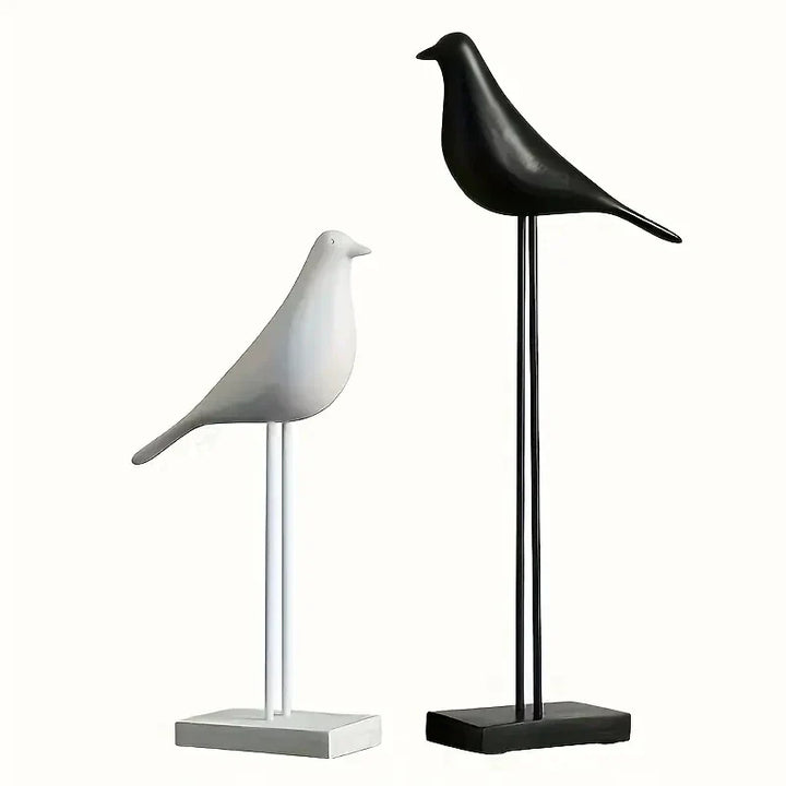 Figurine Deko NordicBird | Statue d'oiseau peinte à la main en résine | Accessoire de décoration scandinave | Décoration de table et de bureau