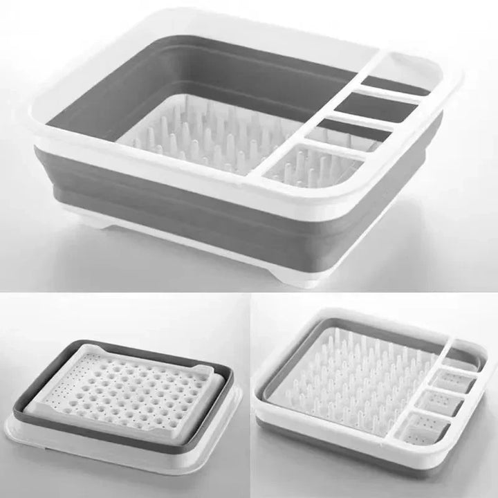 TrockniQ Égouttoir Pliable Cuisine | Support à Vaisselle avec Écoulement d'Eau | Gain de Place & Lavable | Design Moderne en Plastique