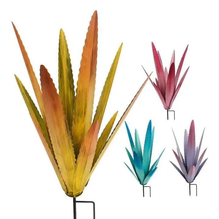 Floraza Métal Agave Sculpture | Décoration de jardin artisanale | Résistante aux intempéries & Élégante | 29 × 29 × 45 cm