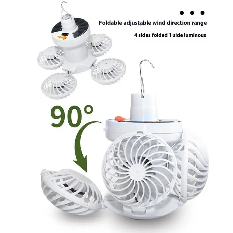 Lampe de Camping Solaire Ventolux avec Ventilateur | Pliable & Portable | 3 Vitesses de Vent & Éclairage LED | Pour Tente, Terrasse & Extérieur