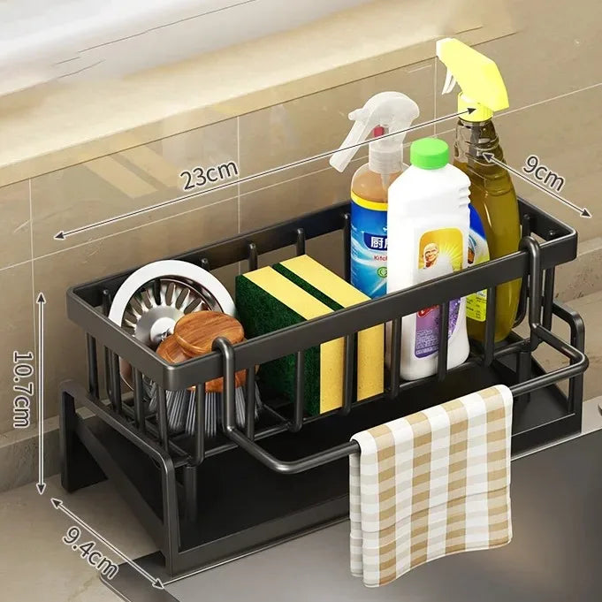 Küchensoft Support pour Éponge de Cuisine | Étagère Multifonctionnelle pour Égoutter | Pour Évier, Chiffons & Liquide Vaisselle | Organisateur Étagère