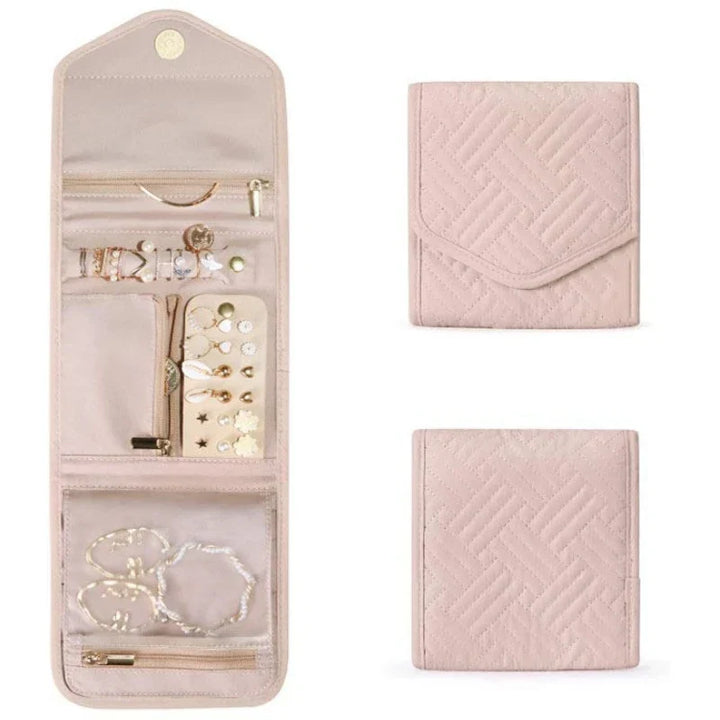 Trousse à bijoux Velmora Roll | Pliable & Gain de place | Pour les voyages & à la maison | Aspect velours en 3 couleurs