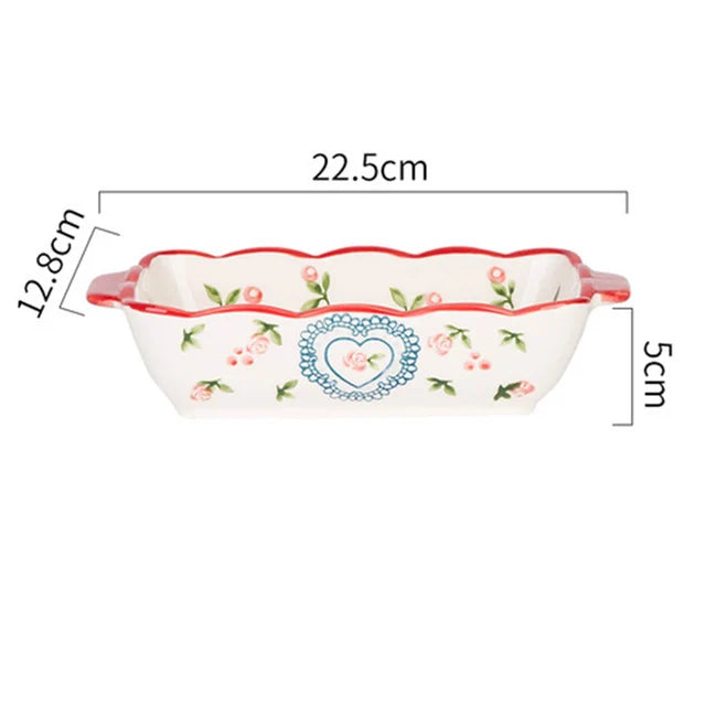 Plat à gratin Floreno | Plat en céramique | Rectangulaire | Motif floral | Pour four, micro-ondes et lave-vaisselle