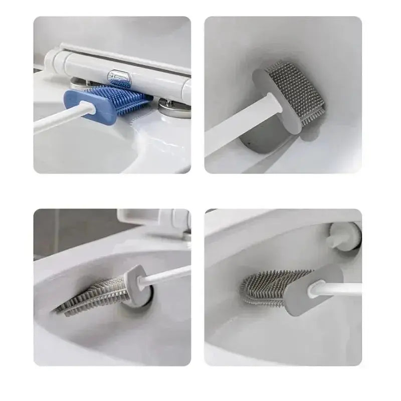 Brosse de toilette HygieBrush DuoClean | Ensemble de brosse WC en silicone 2-en-1 avec support mural | Antibactérien & gain de place