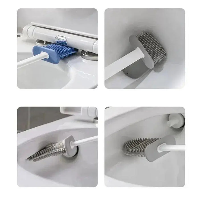 Brosse de toilette HygieBrush DuoClean | Ensemble de brosse WC en silicone 2-en-1 avec support mural | Antibactérien & gain de place