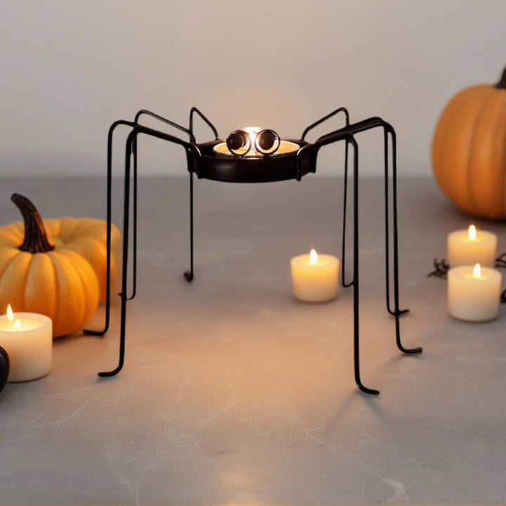 Arachnis | Bougeoirs Halloween en forme d'araignée | Support pour bougies chauffe-plat | 14×11 cm | Fer