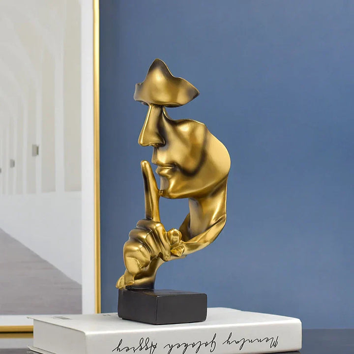 SilentMind Sculpture | Le Silence est d'Or Figurine | Art Abstrait | Résine 28 cm