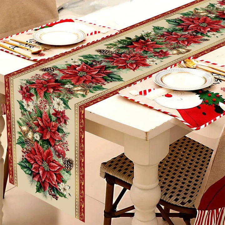 Chemin de table de Noël Festivia | 180×35 cm | Élégant & Festif | Décoration de table pour Noël & Nouvel An 2025/2026