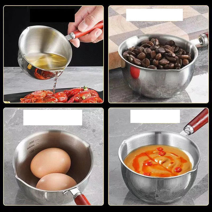 Casserole en acier inoxydable Minari | Fond plat & bec verseur | Idéal pour sauces, lait & purée pour bébé