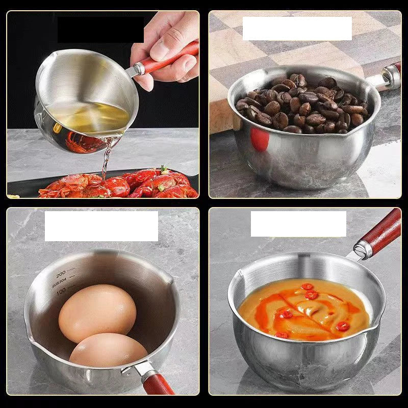 CULINARA Casserole en Acier Inoxydable | Fond Plat | Pour Sauces, Lait & Petites Portions