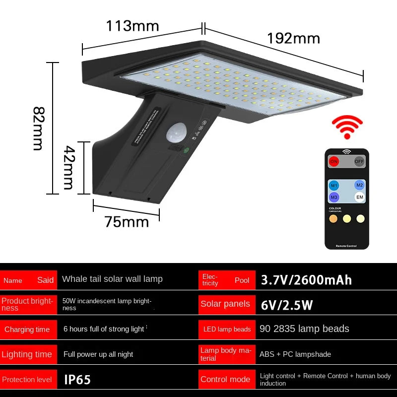 Solargo Lichtpro Lampe Solaire Murale Extérieure | Capteur de Mouvement & 4 Modes | 90 LEDs | Étanche & Extrêmement Lumineux
