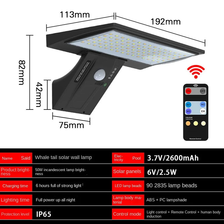 Solargo Lichtpro Lampe Solaire Murale Extérieure | Capteur de Mouvement & 4 Modes | 90 LEDs | Étanche & Extrêmement Lumineux