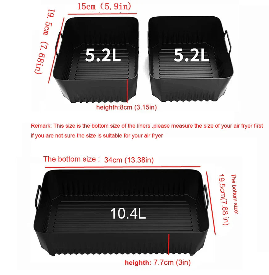 CrispyMate Insert en silicone | Pour friteuse à air chaud Ninja AF500UK | Réutilisable & Antiadhésif | 5,2 L & 10,4 L