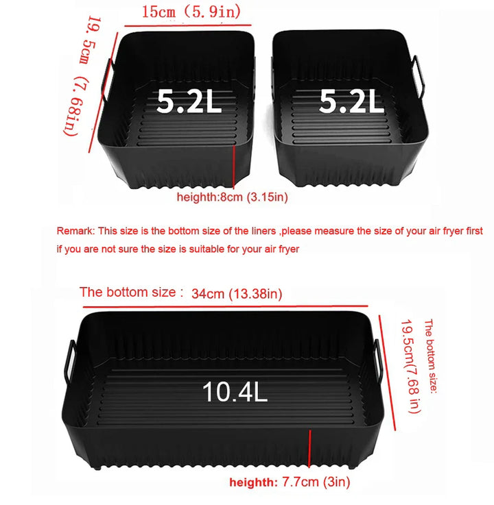 CrispyMate Insert en silicone | Pour friteuse à air chaud Ninja AF500UK | Réutilisable & Antiadhésif | 5,2 L & 10,4 L