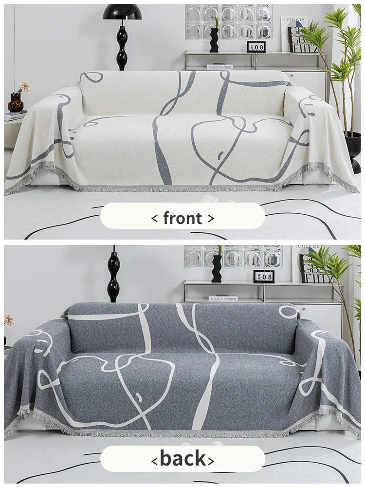 Velvyn | Housse de canapé en chenille | Housse complète de canapé et couverture en noir | Anti-poussière, doux et polyvalent | Lavable et facile d'entretien