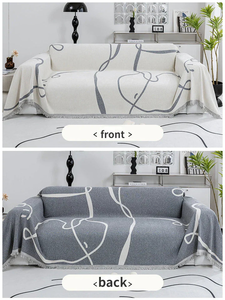Velvyn | Housse de canapé en chenille | Housse complète de canapé et couverture en noir | Anti-poussière, doux et polyvalent | Lavable et facile d'entretien
